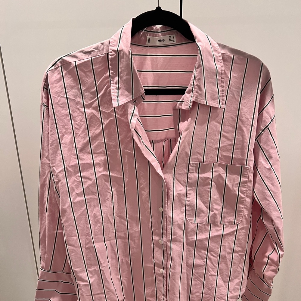 Mango Casual Pink Striped Button Down Shirt